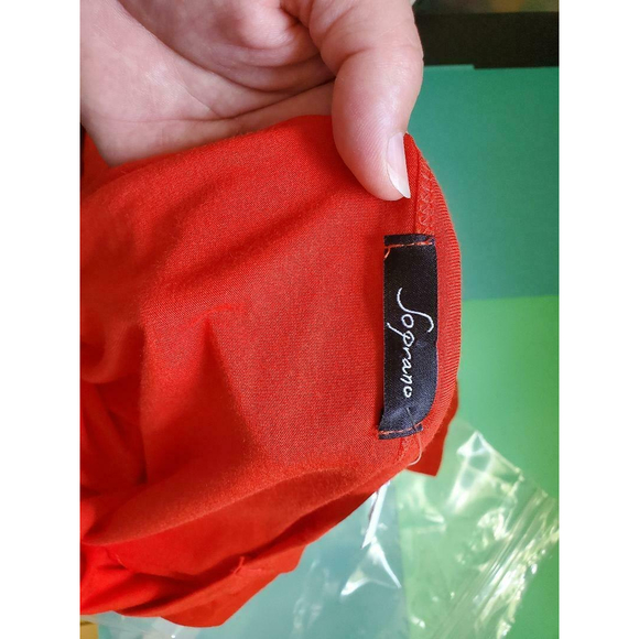 SOPRANO RED LONG SLEEVE LOOSE BOHO HI LOW FLARED KNIT TUNIC TOP T-SHIRT SIZE 3XL - Picture 3 of 3